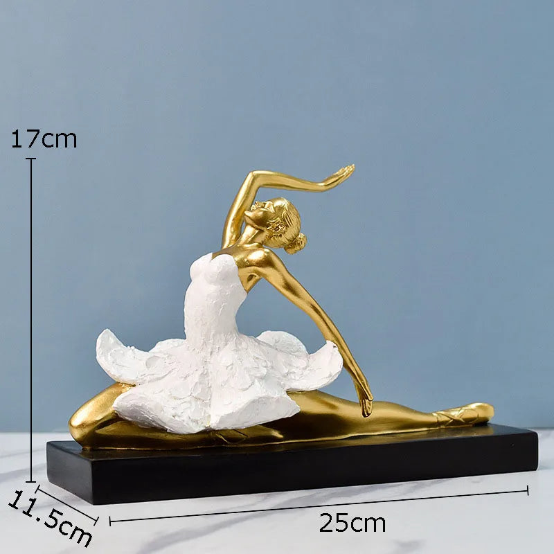 Estatueta Decorativa Bailarina Dourada Aurora