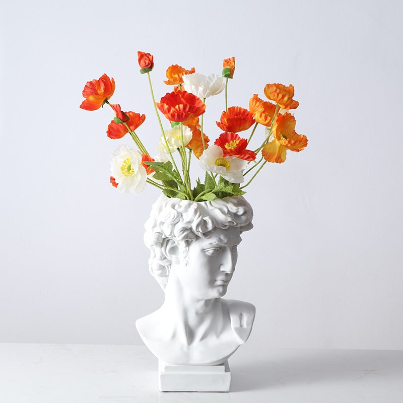 Estatueta Decorativa Escultura Busto Vaso Davi