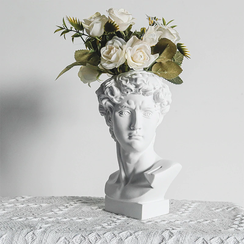 Estatueta Decorativa Escultura Busto Vaso Davi