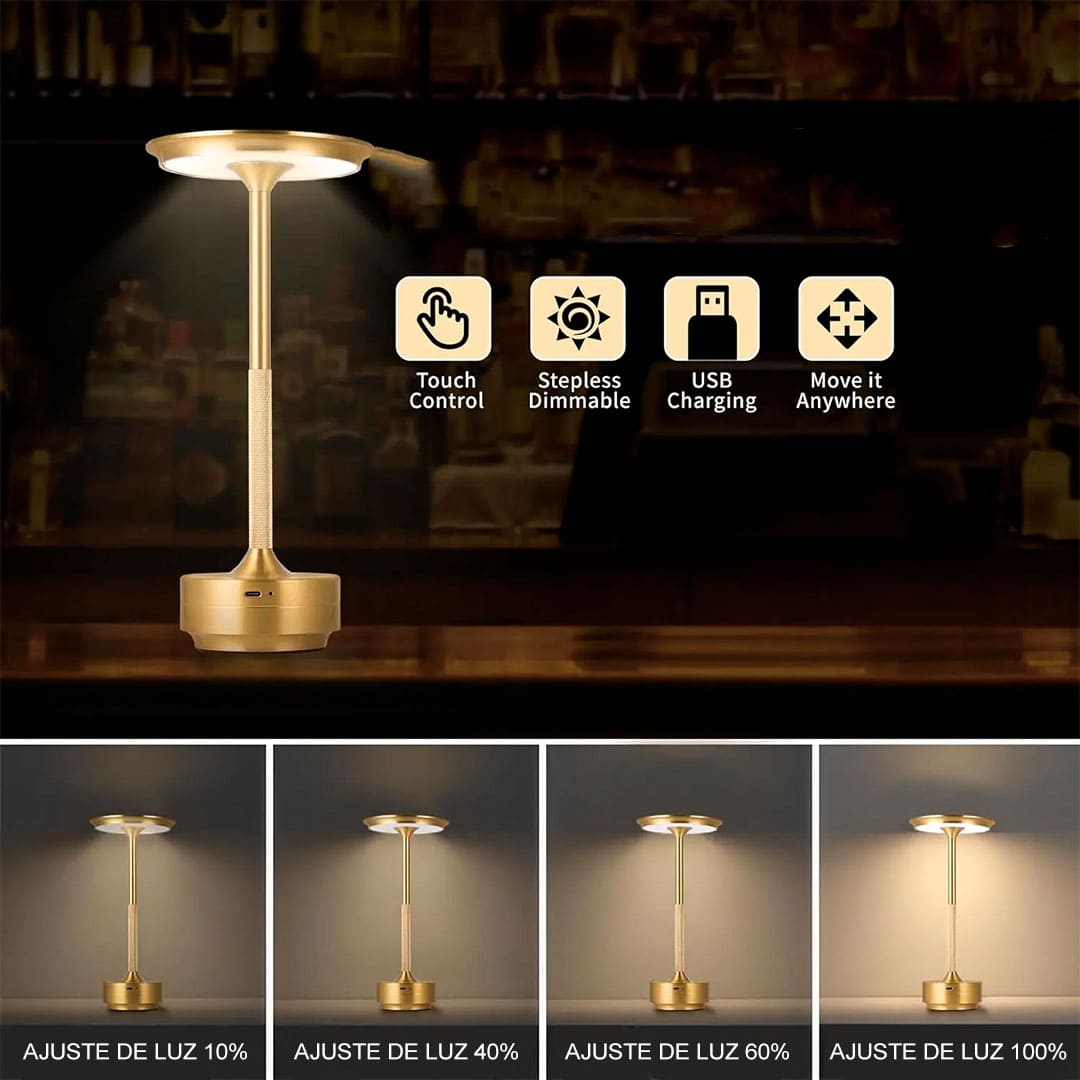Luminária De Mesa Sem Fio Dimerizável Áurea