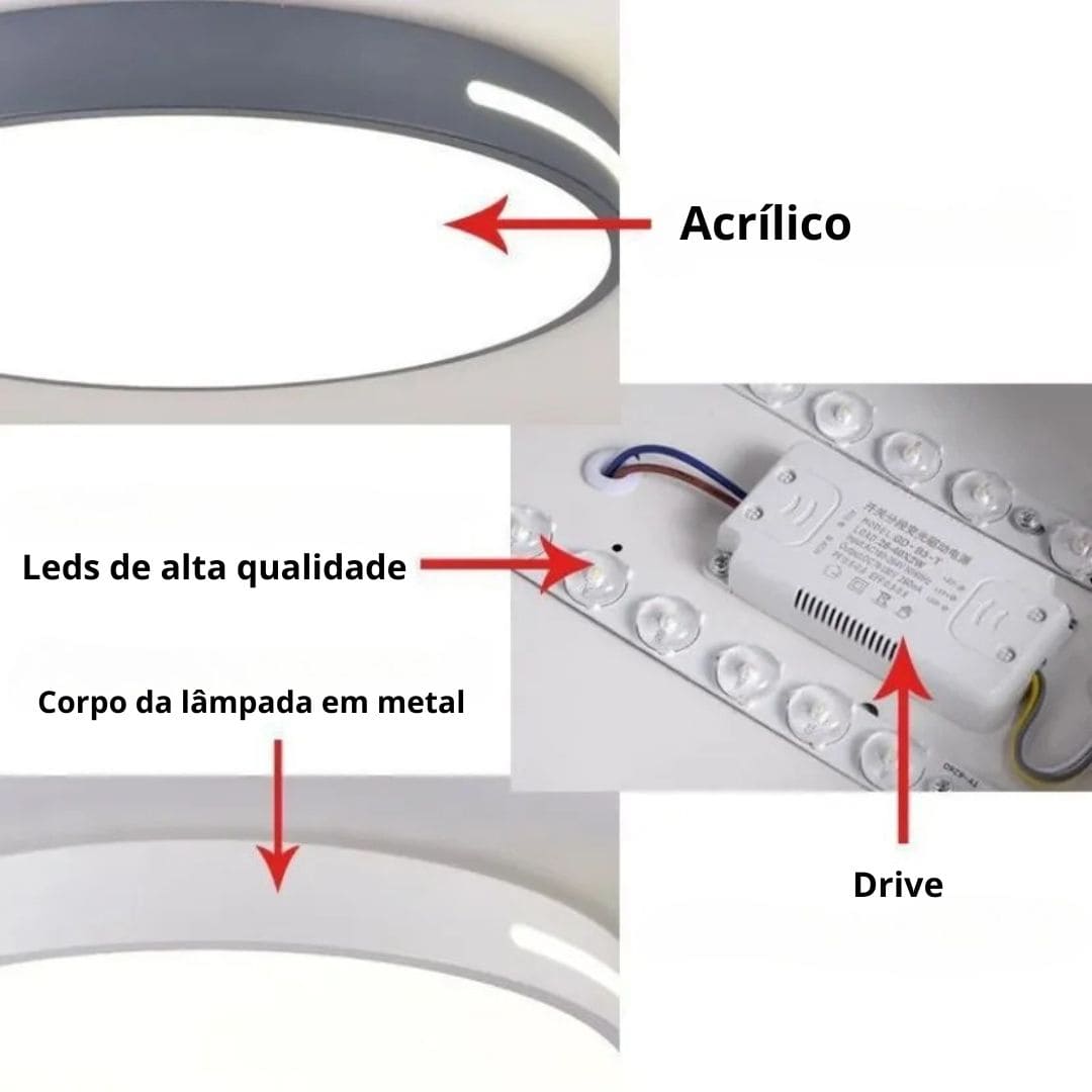 Plafon Led Redondo Sobrepor Nórdico Aether